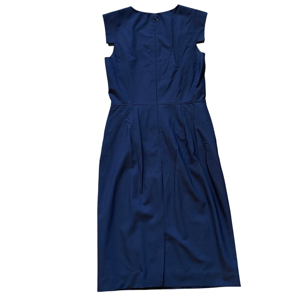 J.Crew Resume Wool Blend Midi Sheath Dress Blue Professional Packets 6T READ* - Picture 3 of 13